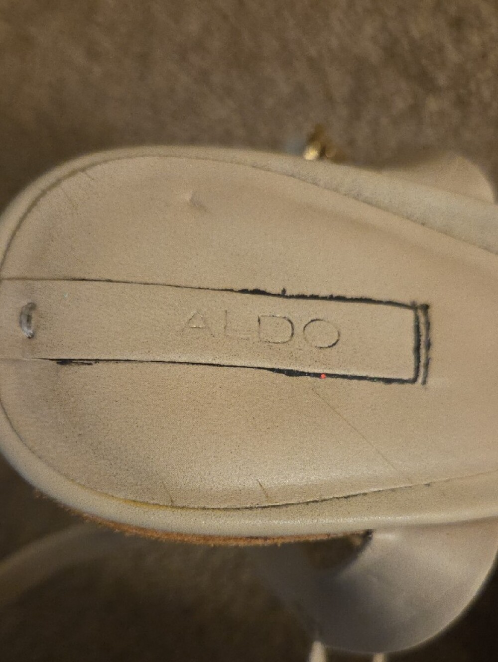 Aldo Cream Leather Cork Wedge Sandals with Slingback Strap - Picture 6 of 9